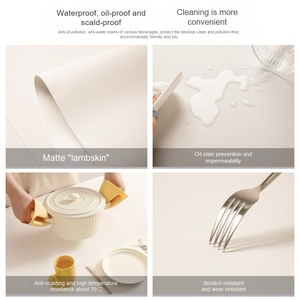 Manteles Individuales Cuadrados de Cuero Delgado con Estampado Floral Retro Estilo Crema, Impermeables y Resistentes al Aceite, Protectores de Mesa para Cocina - Product Image 4