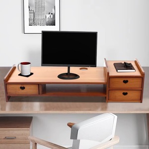 Bamboo Desktop Organizer With <b>Drawers</b> 33x15x85cm Multifunction Storage For Desk Neatening - Product Image 2