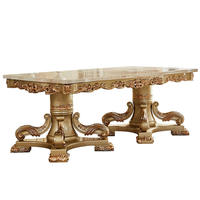 Ensemble de table et chaises rectangulaires en marbre de style européen, table à manger sculptée massif pour villa, restaurant et usage domestique