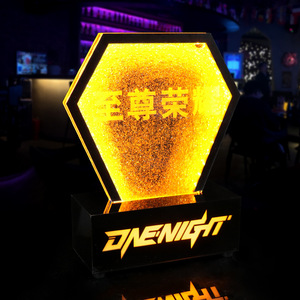 One Night LED Luminous Quicksand Sign 22x10x30cm Golden Light Bar <b>Table</b> <b>Lamp</b> Customization Panel Mounting - Product Image 1
