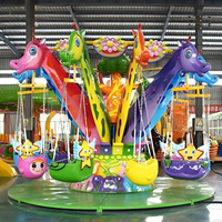 Chaises à bascule électriques en forme d'animaux mignons pour enfants, chaises volantes d'extérieur à 12 places