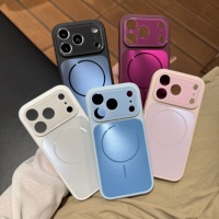 Coque de protection rigide de luxe avec lentille laser givrée pour iPhone 15 16 17 18 Pro Max, compatible avec le chargement sans fil et magnétique