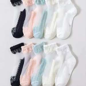 Chaussettes de princesse en dentelle pour bébés filles, printemps-été, respirantes, confortables, fines, en soie glacée tricotée, cristal, 3-<span class=keywords><strong>8</strong></span> ans, emballées - Product Image 2