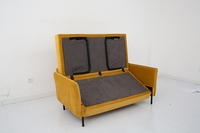Sofá Cama de Terciopelo Amarillo Dorado Moderno de Alta Calidad Nisco, Plegable y Extensible, Apto para Salas de Estar y Apartamentos