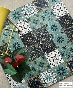 Carreaux muraux en porcelaine sérigraphiés motif floral vert paon, design méditerranéen, 600x600mm, pour salles de bain d'hôtels et villas - Product Image 3