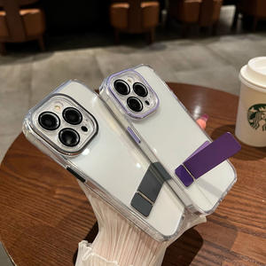 Pour <span class=keywords><strong>iPhone</strong></span> 14 <span class=keywords><strong>13</strong></span> 12 <span class=keywords><strong>Mini</strong></span> 11 16 Pro Max15 Plus Béquille Support Shell Mince En Alliage De Métal Invisible Pliant Titulaire Stand Téléphone Cas - Product Image 3