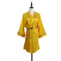 Vente chaude Femmes Court Kimono Robe Doux Mariée Robes Avec Passepoil pour La Fête De Mariage Satin Peignoir