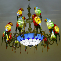 Lustres en vitrail en forme de perroquets pour hôtels, lampes suspendues décoratives pour halls et plafonds de villas