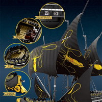 Reobrix 66022, Modelo del Barco Silencioso, Transporte Medieval, Adornos Creativos, Juguetes de Barco para Niños, Regalos, Sets de Bloques de Construcción