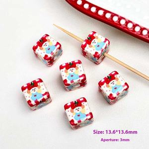 13.6mm dessin animé pomme carré acrylique perles bricolage à la main téléphone portable chaîne acrylique perles pour bijoux accessoires - Product Image 5