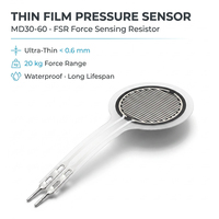 Sensor Tekanan Film Resistif 60mm Panjang, Resistor Sensitif Gaya Fleksibel untuk Perangkat Robot yang Dapat Dipakai, Rentang 20kg