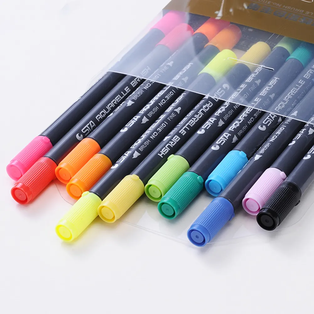 Sanat İşaretleyiciler boyama için çift fırça kalemler, 60 sanatçı renkli işaretleyici seti, ince ve fırça kalem ucu sanat tedarikçisi çocuklar için yetişkin