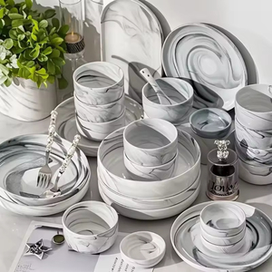 Nouvel ensemble de vaisselle en céramique style peinture à l'encre chinoise 2026 pour la maison : bols, assiettes, idéal pour riz, soupe, nouilles et steak - Product Image 2