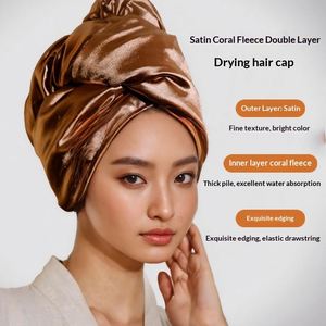 Serviette turban absorbante à séchage rapide en satin pour femme, double couche, pour cheveux bouclés - Product Image 3