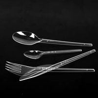 Vaisselle jetable pour fêtes et plats à emporter, très vendue, poids moyen PS 2,2g, style américain, 163mm, couteau, cuillère, fourchette blancs
