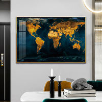 Mapa del Mundo Decorativo para Oficina, Estilo Vintage con Acabado de Madera, Decoración Náutica, Mapa del Mundo Moderno Enmarcado