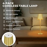 Lampe de table LED rechargeable en métal, commande tactile, 3 couleurs, gradation progressive, sans fil