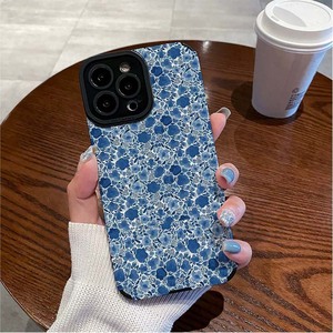 เคสโทรศัพท์มือถือหนังเทียมพิมพ์ลายดอกไม้สีน้ำเงินเต็มจอ สำหรับ <span class=keywords><strong>iPhone</strong></span> X Xr Xs 11 12 13 14 15 16 17 18 Pro Max - Product Image 1