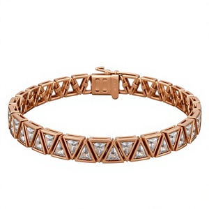 Bracelet à maillons en cristal plaqué or pour homme Orelia Luxe avec fermoir à découpe triangulaire géométrique, bijoux de style hip-hop, cadeau - Product Image 4