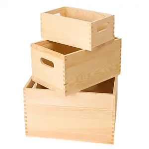 Custom solid wood storage box cheap wooden crates wholesale wooden apple crates wholesale handmade 3 sizes box home storage box