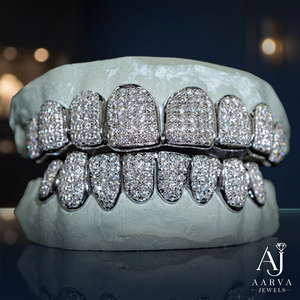 Grillz VVS Moissanite en Argent Sterling, Bijoux Corporels Hip Hop, Capuchons Dentaires Plaqué Or sur Mesure, Certifiés par une Tierce Partie, Unisexe - Product Image 1