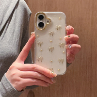 Paillettes scintillantes 3D or arc Design étui de protection pour iPhone 17 Pro Max mignon clair antichoc Mobile couvre pour les filles