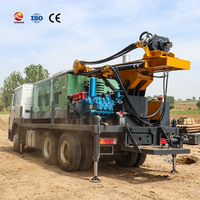 Camion de forage de puits d'eau tout-terrain sur roues, équipement de forage rotatif hydraulique monté sur camion, machine de forage de puits de 200 m de profondeur