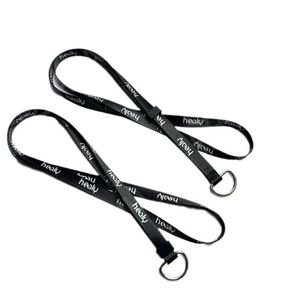 Lanière de cou personnalisée en polyester avec logo imprimé par sublimation, avec anneau en D pour porte-badge, vente en gros - Product Image 1