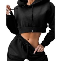 Vente Directe Usine 2024 – Ensemble Sport Femme Deux Pièces S-3XL Personnalisable avec LOGO : Crop Top, Survêtement, Pantalon de Jogging et Sweat à Capuche