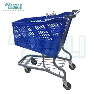 Quali troli belanja Supermarket harga promosi keranjang belanja plastik dengan kursi bayi untuk penggunaan di Supermarket