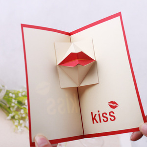 Tarjeta de Felicitación de Papel con Labios Rojos en 3D |   Tarjeta de Beso Explosivo para el Día de San Valentín, Confesión Romántica para Enamorados (Directo de Fábrica) - Product Image 3