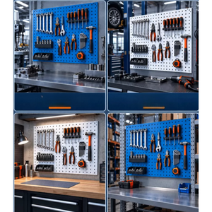 Pannello Portautensili in Metallo Multifunzione da Parete per Garage, Espositore Durevole per Attrezzi da Autolavaggio - Product Image 6