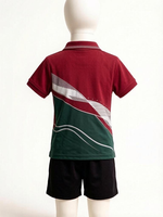 Ensemble polo et short d'uniforme scolaire personnalisé avec logo ODM OEM, en polycoton, color block, fabricant de vêtements scolaires, vente en gros, 2 pièces/ensemble