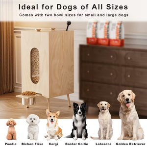 <span class=keywords><strong>Station</strong></span> d'alimentation pour chien en bois, grande capacité, distributeur de nourriture par gravité, meuble pour animaux de compagnie en bois naturel fait main, pour chiens de petite, moyenne et grande taille - Product Image 4