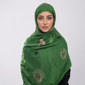新款长款大号90 * 165厘米棉感围巾波西米亚风格印花披肩头巾穆斯林妇女刺绣围巾头巾 - Product Image 3