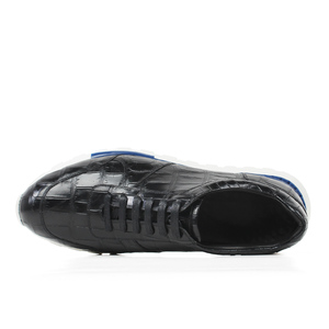 Zapatillas de Hombre de Piel de Cocodrilo de Lujo, Zapatillas Deportivas de Piel Vacuna Genuina con Patrón de Cocodrilo Exótico, Zapatos Casuales de Vestir para Hombre - Product Image 4