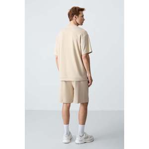 Ensemble de shorts pour homme en coton beige, coupe confortable, basique 85257 - Product Image 1
