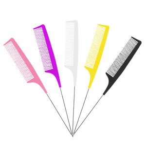 Peine de plástico con punta puntiaguda, herramienta profesional grande para peinar el cabello, para uso doméstico, negro, amarillo, morado, rosa, blanco - Product Image 1