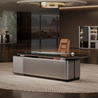 Bureau de direction haut de gamme avec serrure à code, peinture résistante à l'eau, écologique, dureté 3H, finition brillante 8 couches, mobilier exécutif premium pour PDG