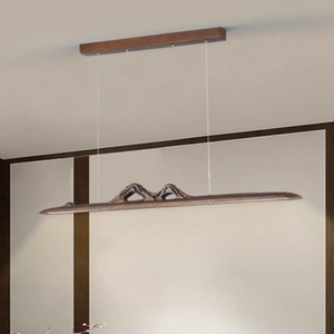 Lámpara de Techo LED Estilo Wabi-Sabi, Inspirada en el Zen, de Madera de Nogal Negro Norteamericano y Pantalla de Cobre, para Sala de Estar o Comedor - Product Image 4