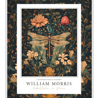 HAOWAI Lot de 3 affiches Libellules, Papillons et Guêpes, Libellule William Morris, Impression botanique, Impression libellule, Décoration murale