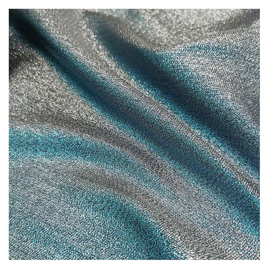 high quality two tone metallic yarn glitter organza fabric for evening dress