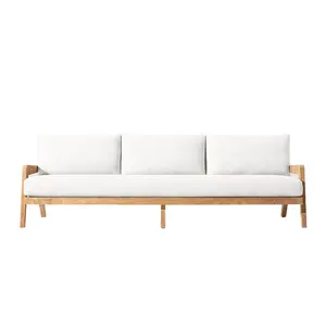 Beast – canapé de jardin modulaire, canapé d'extérieur en aluminium avec bras en teck, table en marbre pour ensembles de jardin d'hôtel