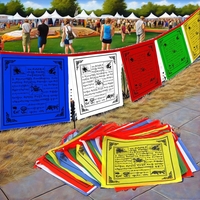 Drapeau tibétain bouddhiste Lungta en satin de nylon imprimé numériquement, anti-plis, 10x10 pouces, vente directe d'usine sur mesure