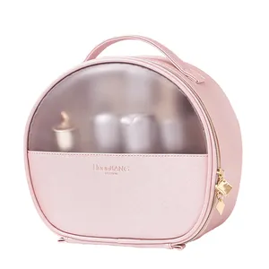 OEM Waterproof Fashion Three-Piece Pink Black Colors Makeup Bags PU Transparent Travel Toilet PVC Cosmetic Bag Sets