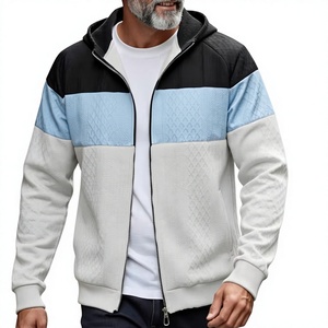 Blouson Racer Homme Color Block avec Capuche Amovible, Fermeture Éclair, Écologique, Respirant, Style Smart Casual, Coupe-Vent, Vêtement d'Hiver - Product Image 3