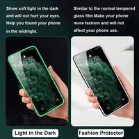 Protection d'écran en verre trempé de qualité supérieure, entièrement recouvert, luminescent dans le noir, pour iPhone 13 12 11 Pro Max X XS XR 7 8