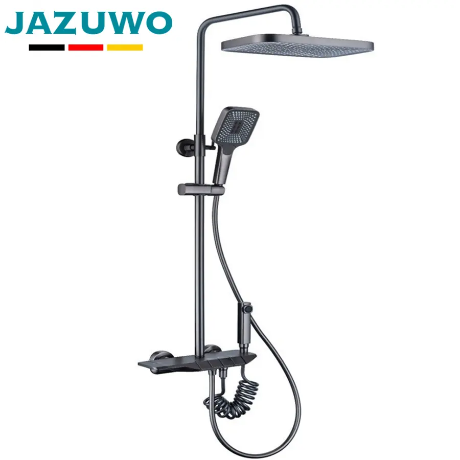 Moderno digitale acqua calda e fredda di lusso pioggia miscelatore sistema nero termostatico pianoforte chiave bagno bagno doccia intelligente Set