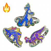 Bague d'humeur dinosaure réglable en alliage de zinc à changement de couleur pour enfants, par Philcha