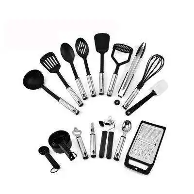 Conjunto de utensílios de cozinha para uso doméstico, mais vendidos, 24 peças, utensílios de cozinha em aço inoxidável e nylon